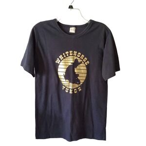 Vintage Teepee Handicrafts Womens L WHITEHORSE YUKON Canada T-Shirt Black Gold